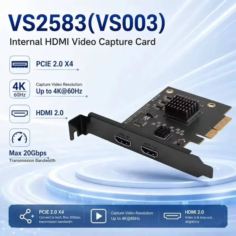 AP01 for PCIe 2.0 X4 Capture Card 4K60 HDMI2.0 Input Loopout YUY2 Single Dual Triple Mode PCI Internal Video Capture view 2