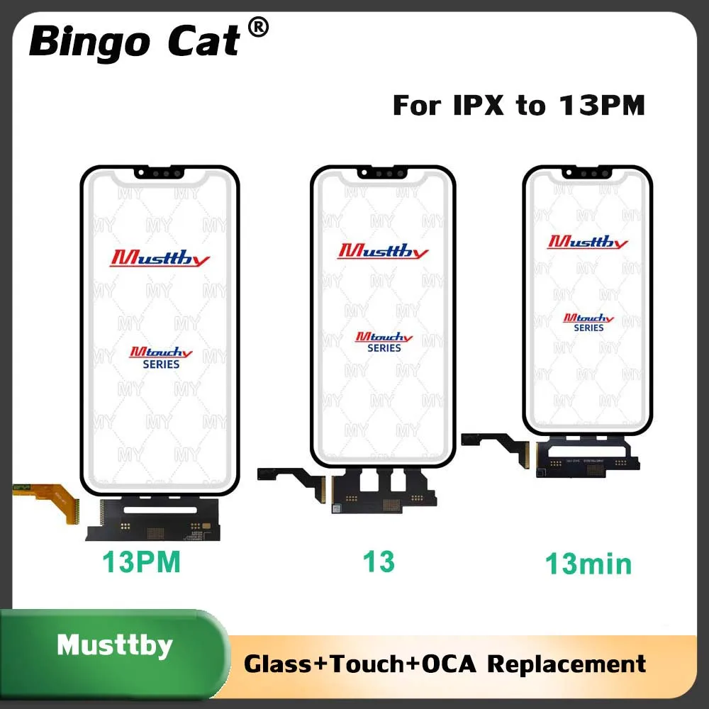 

5pcs Musttby OEM No Touch IC Chip Screen Digitizer TP Glass Lens Panel+OCA Hollow for iPhone 11 12 13 Need Install ORI IC