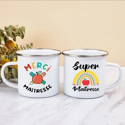 Super Mistress Print Enamel Mug Teacher Coffee Cups Gift Teacher's Day Drink Juice Tea Mug Thank You Mistress Enamel Mug Gifts