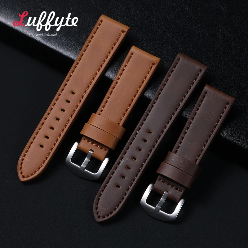 18mm 20mm 22mm 24mm Universal Replacement Wristband Bracelet Men's and Women's Calfskin Leather Business Wristwatch Strap  ﻿