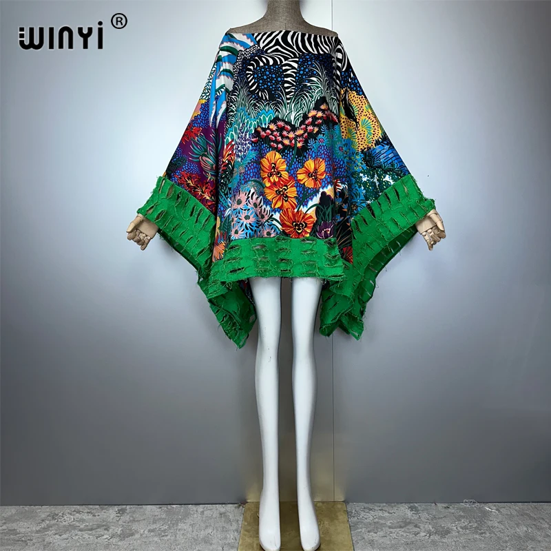 Winyi design original boho feminino férias praia cobrir vestido verão moda áfrica senhora kaftan vestido de noite beachwear