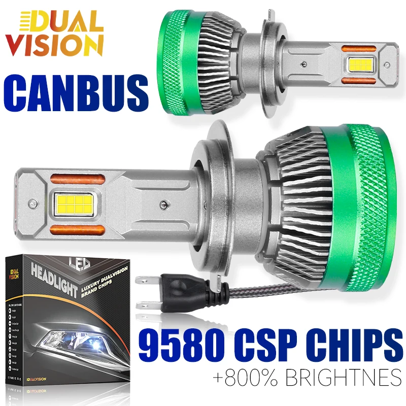 Dualvision H4 LED H7 H11 H3 Canbus Car Headlight Bulbs High Low Beam 9580 CSP Chip H1 H8 H9 9005 HB3 9006 HB4 9012 HIR2 Fog Lamp