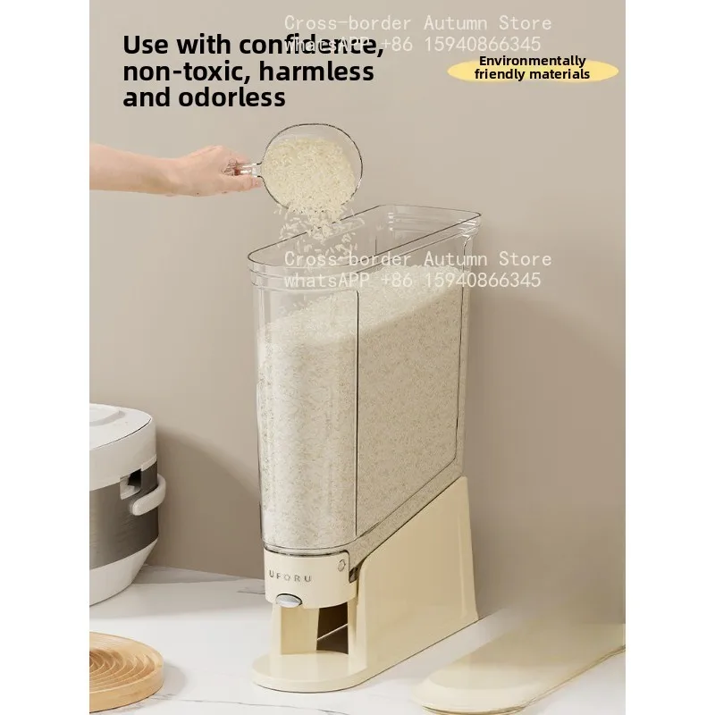 Food Grade Push Sealed Rice Storage Box Moisture Insect Proof Grain Container Narrow Gap Kitchen Rice Barrel