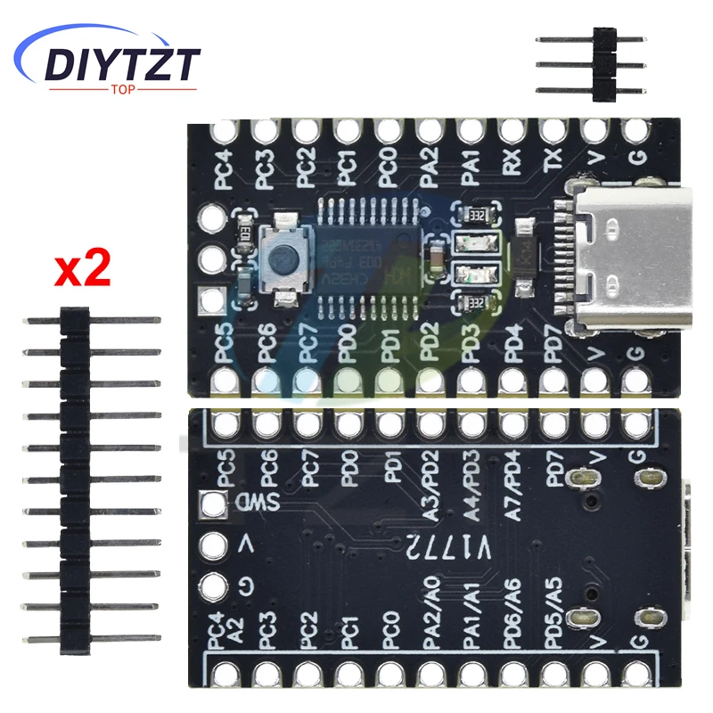 DIYTZT CH32V003 Ontwikkelingsbord Minimale systeemkernkaart RISC-V Open Source TYPE-C USB-poort CH32V003F4P6