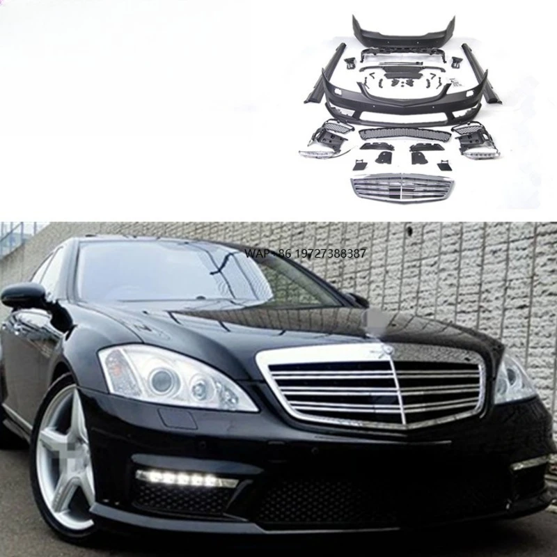 

S Class W221 Body Kits 60-13year Update to S65 a Style Front Bumper Grille Side Skirts and Rear Bumper Old to New Body Kits