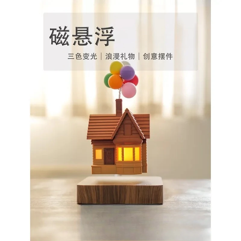 Levitating Balloon Cottage Display Stand - Anti-Gravity Floating House Desk Decor & Unique Holiday Present for Couples