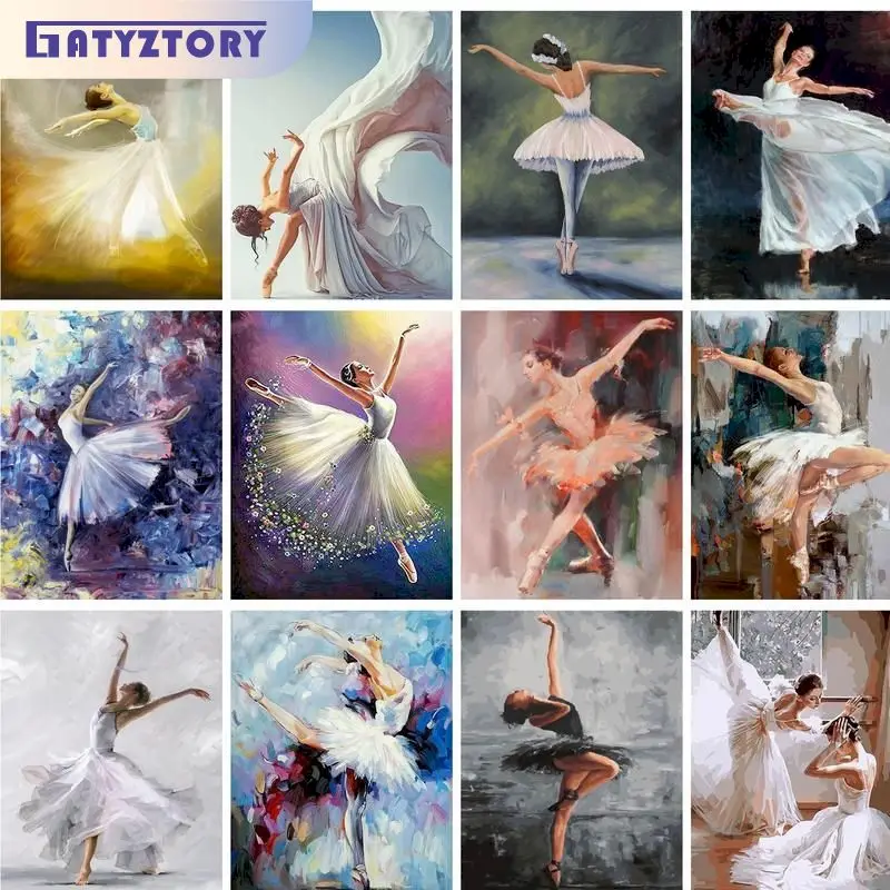 

GATYZTORY Frame Painting By Numbers For Adults Home Decor DIY Gift Paint By Number Ballet Girl Canvas Handpainted Modern