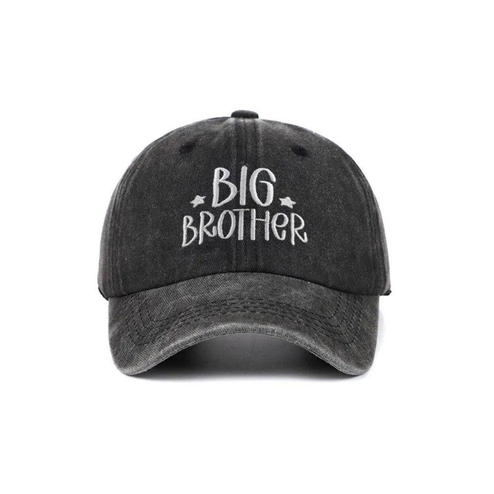 Fashion Washed Cotton Big Brother Big Sister Caps Adjustable Vintage Dad Hat Breathable Embroidery Baseball Cap Gifts