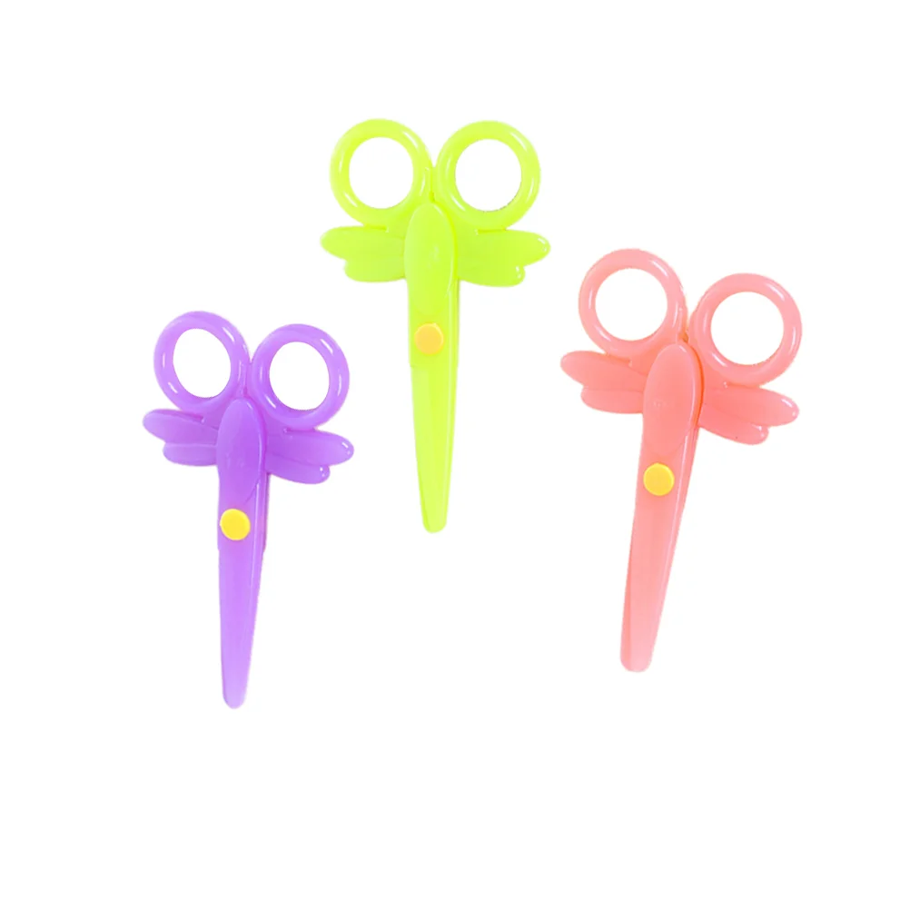 

5pcs Shape Scissors Mini Safety Plastic Paper Handcraft Scissors for Kids (Mixed 3 Colors) Mini Scissors