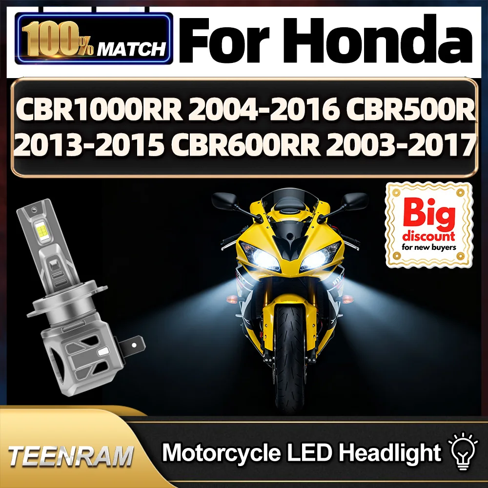 

TEENRAM для Honda CBR1000RR 2004-2016 CBR500R 2013-2015 CBR600RR 2003-2017 мотоциклетные светодиодные лампы для фар Hi/Lo Moto фары