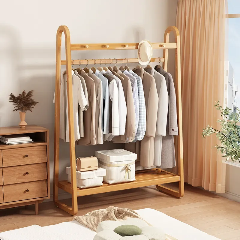 Modern Floor to Ceiling Coat Rack Vertical Clothes Hanger for Bedroom Simple Multi Functional Garment Drying Stand