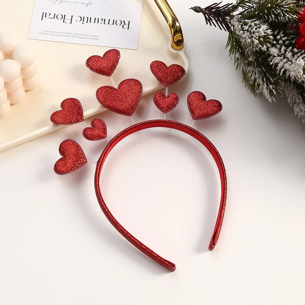 1pc Valentine's Day Love Headband Wedding Holiday Party Fashion Hair Hoops For Women Girls Heart Shape Hair Bands Headdress