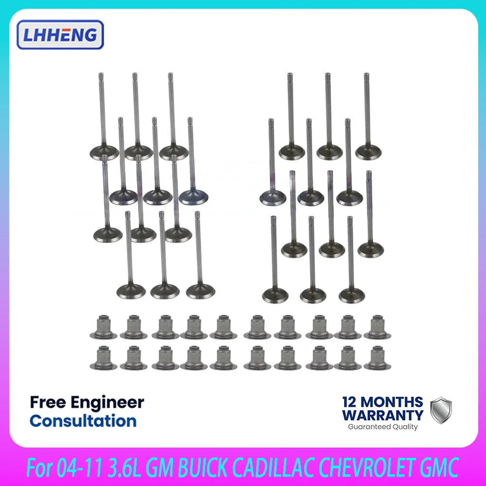 3.6 L V6 GAS LLT Engine part Exhaust Intake Valve Set Fit For 04-11 3.6L GM BUICK CADILLAC CHEVROLET GMC 12575351 12575354