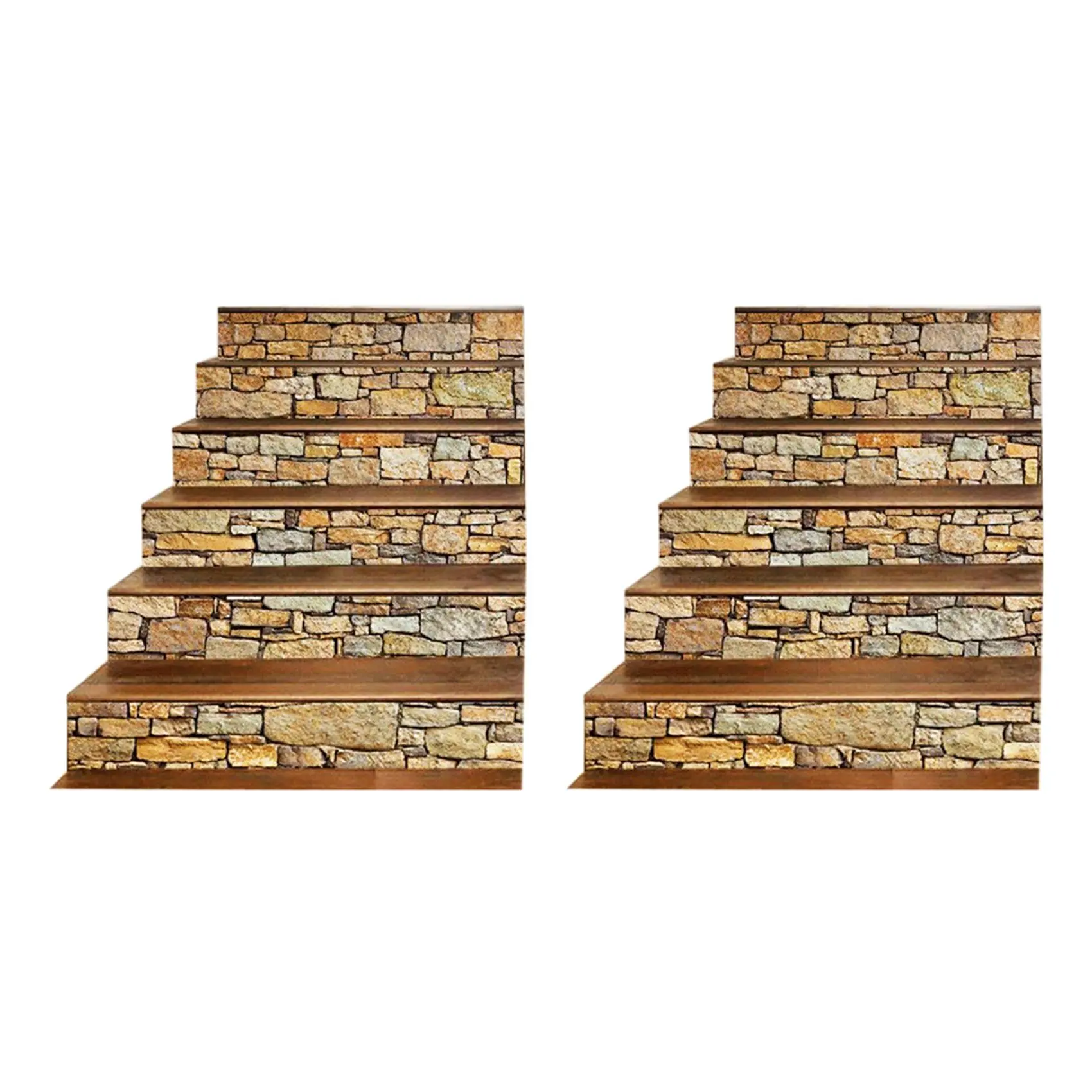 A02M-12Pcs 3D Stair Sticker Murals Wall Decal-Vintage Landscape Staircase Sticker Mural Tile Step Stair Risers Sticker