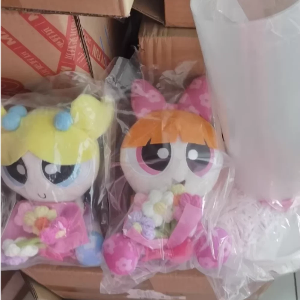

In Stock The Powerpuff Girls Bouquet Doll Flower Kawaii Ornaments Valentine Cute Animation Periphery Decorate Girl Friend Gift