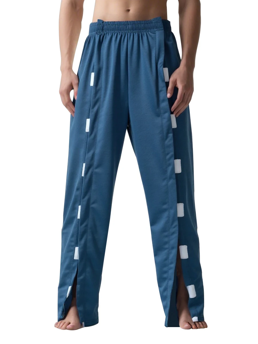 

Men's postoperative pants, open-bottom, easy-tear pants, men's adaptive separable sports pants, belts and pockets