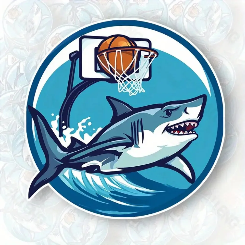 

Cartoon Shark Basketball Hoop Vinyl Sticker Self Adhesive Matte Surface Car Truck Glass and Metal Surfaces
