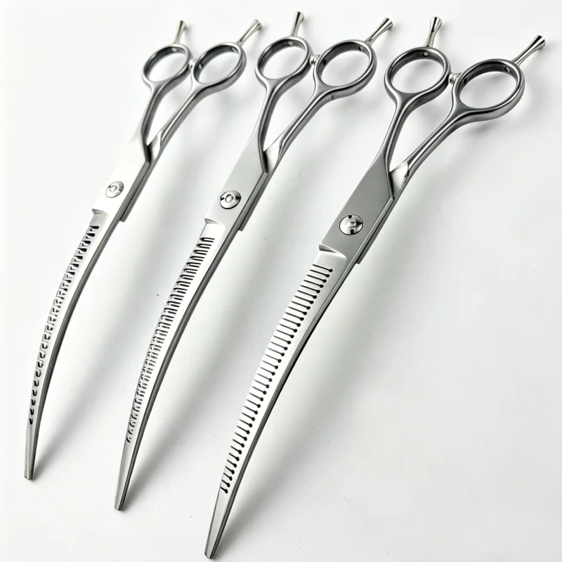 8 inch Dog Curved Grooming Scissors, Wingsbro Pet Curved Thinning Scissors, Dog Curved Shark Scissors 3
