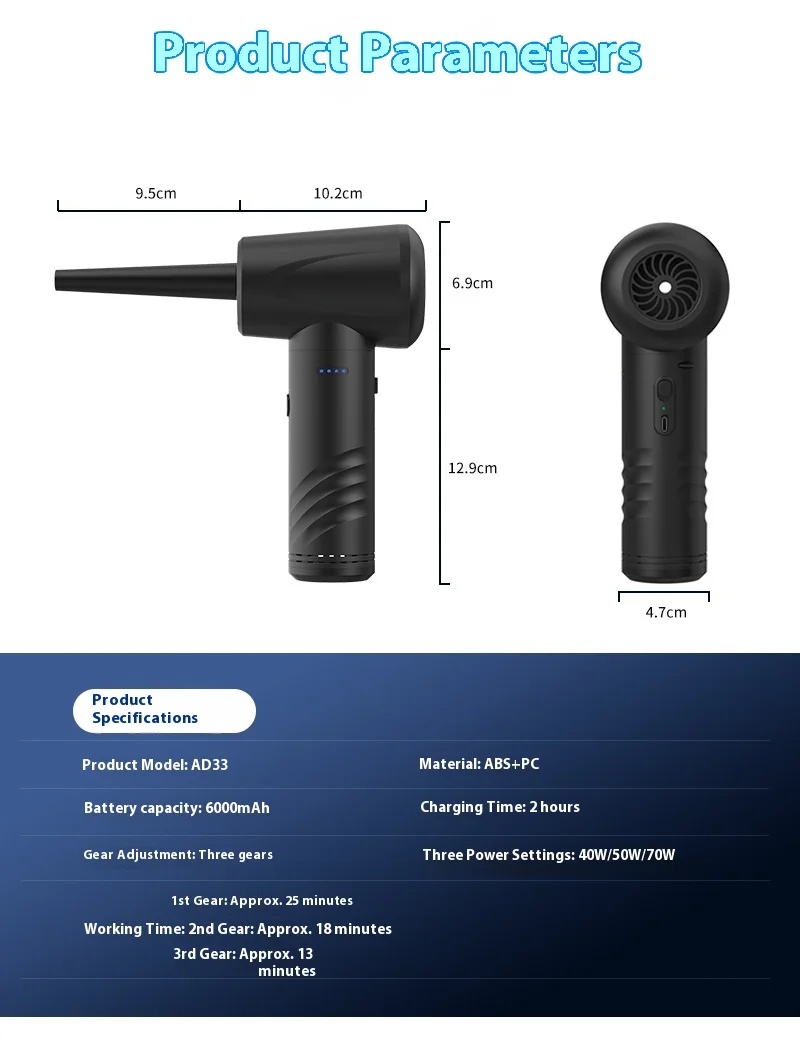 Compressed Air Duster Electric Rechargeable Cordless Air Blower Compressed Air For Cleaning Computer Keyboard Camera Car Home