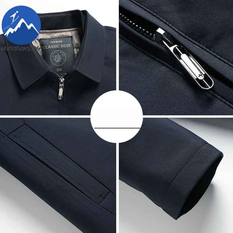 Maxbarley Men Down Jacket Lightweight Notch Collar Outdoor Office Thickened Puffer Coat Business Casual Comfortable Winter Coat