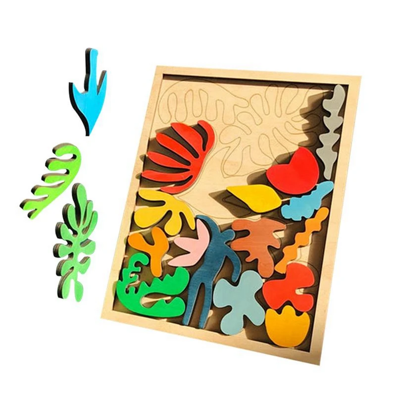 1 Piece Matisse Montessori Puzzle Wooden Toys Random Color Wood For Early Educational Gift For Kids 1-3 Years Old