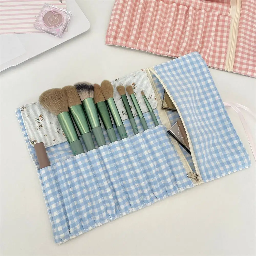 Convenient Makeup Brush Bag Floral Pattern Pink Cosmetic Storage Bag Beauty Tool Eyebrow Pencil Box Makeup Brush Organizer Women