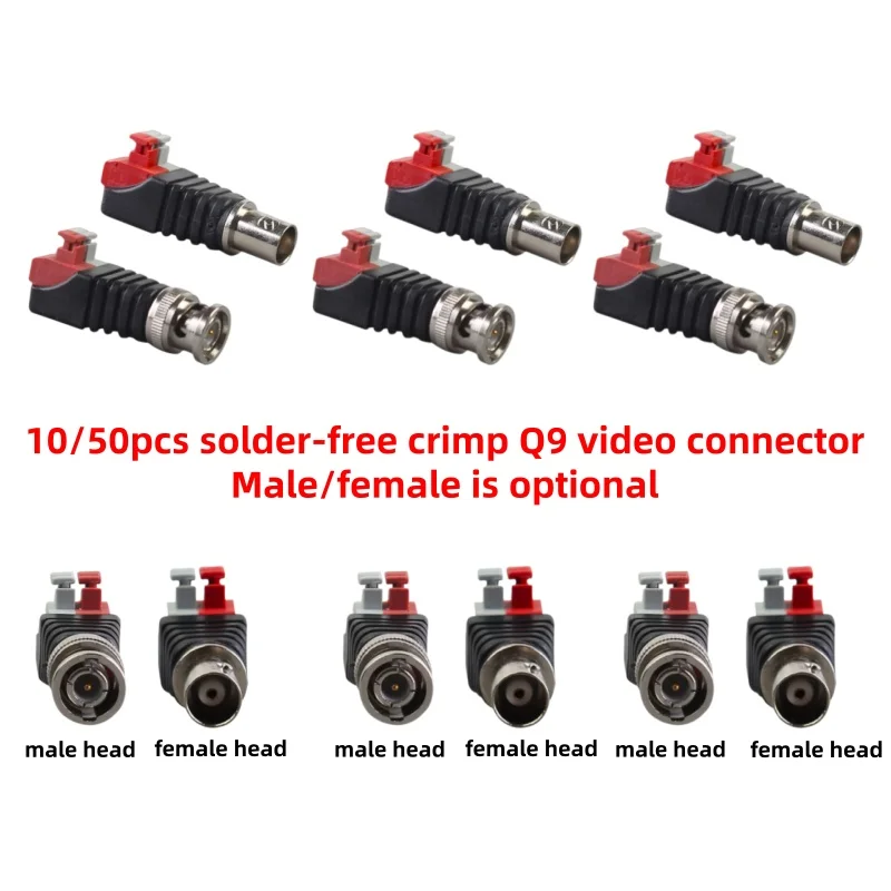 BNC Q9 Male/female Plug Analog Surveillance Video Camera Wire Connection Copper Core Interface Connector with Press Terminal
