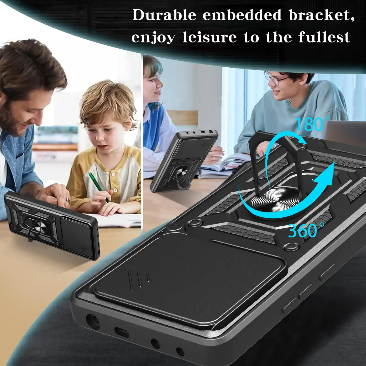 Чехол для Motorola Edge 60 Fusion Slide Camera Protect Stand Phone Shell Funda для Edge 50 Pro 50 Ultra Fusion Neo Cover