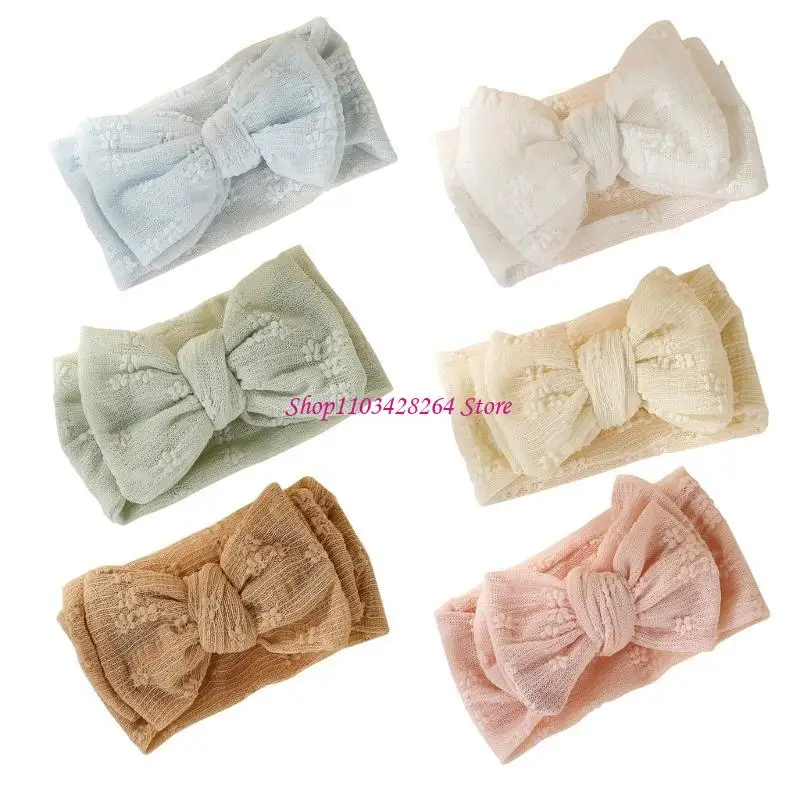 

Delicate Baby Headband with Double Layers Bows Lace Mesh Hair Ribbon Bowknot