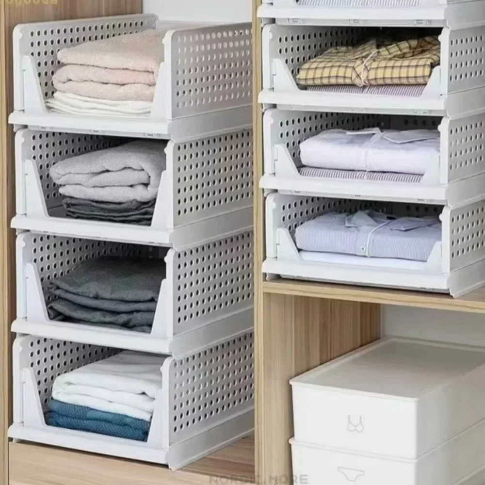 CANBOUN Foldable Drawer Closet Folding Partition Drawers Storage Box Office Stackable Organizers Closet Bedroom Large Capacity W