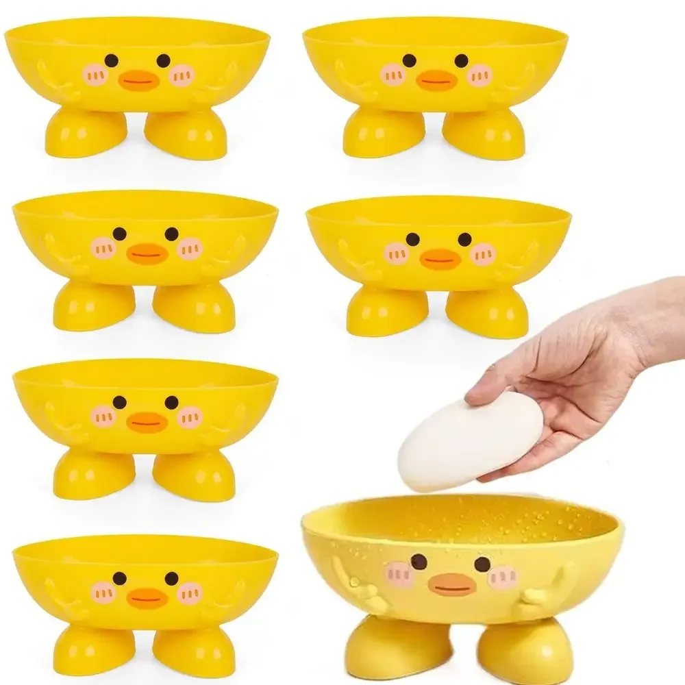 Soap Dish With Drain Duck Shape Soap Box Drain Soap Holder B