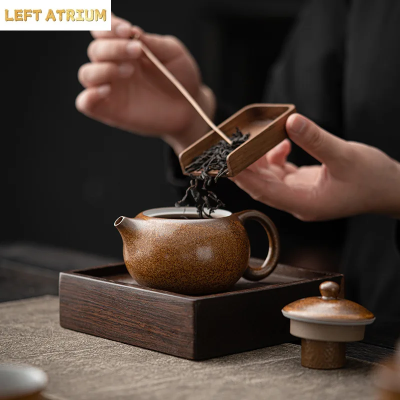 Chinese Kung Fu Ceramic Teapot, Small Teapots, Filter Hole, Kiln Transformation, Single Teapot, Antique Glaze, Tea Set