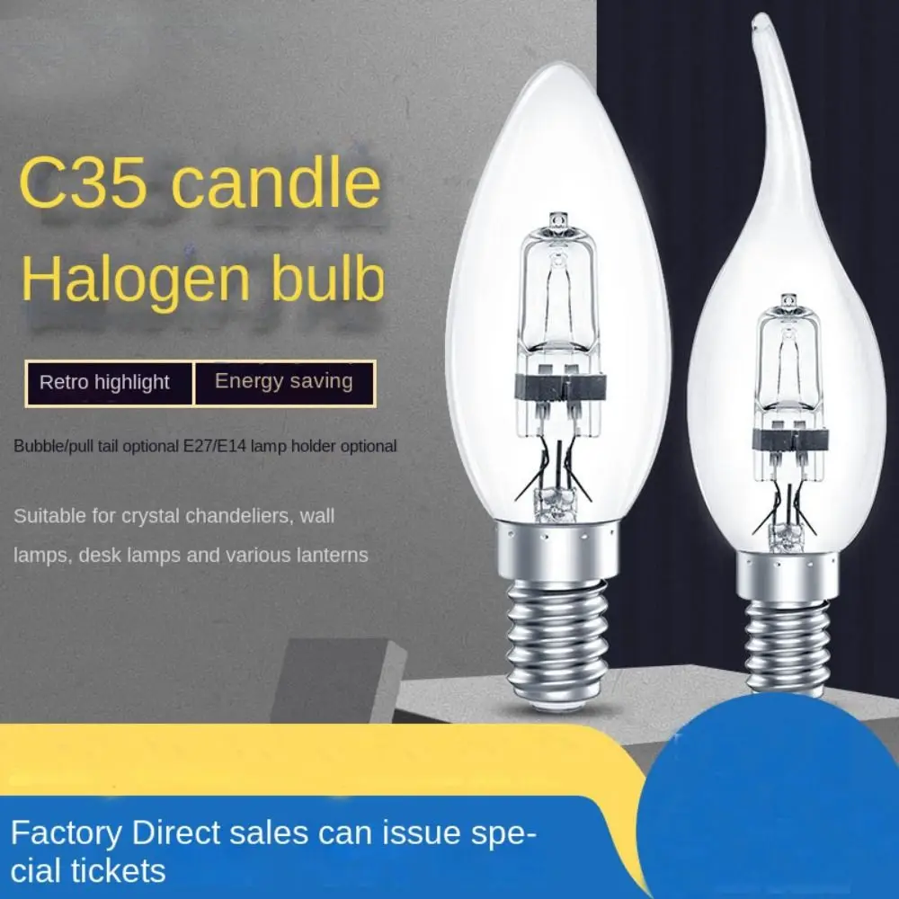 Practical Outdoor E14 E27 28W/42W C35 Reflector candles pointed bulbs Replace Spotlight Bulbs Light Lamps Halogen Bulbs