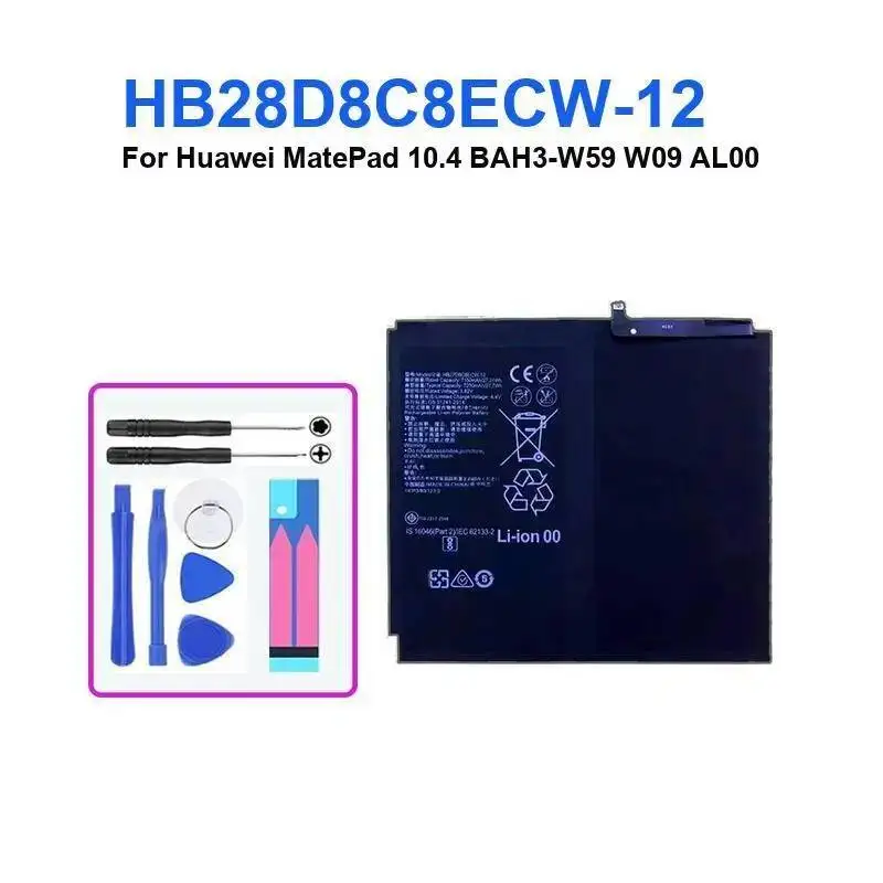 Tablet Battery For Huawei Matepad 10.4 BAH3-W59 W09 AL00 HB28D8C8ECW-12 Strong Compatibility 