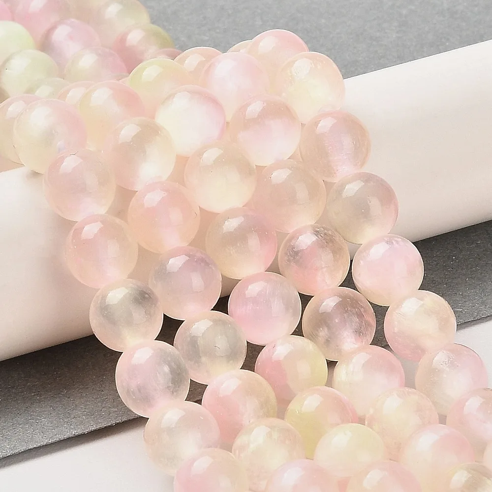 2 Strand about 51~52pcs/strand Natural Selenite Beads Strands Grade A Dyed Round  Applicated in  DIY Jewelry Bracelet Necklace