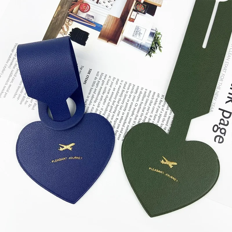 1 Pcs PU Leather Heart Shape Travel Luggage Tag Solid Suitcase Tag Baggage Boarding Label Travel Accessories