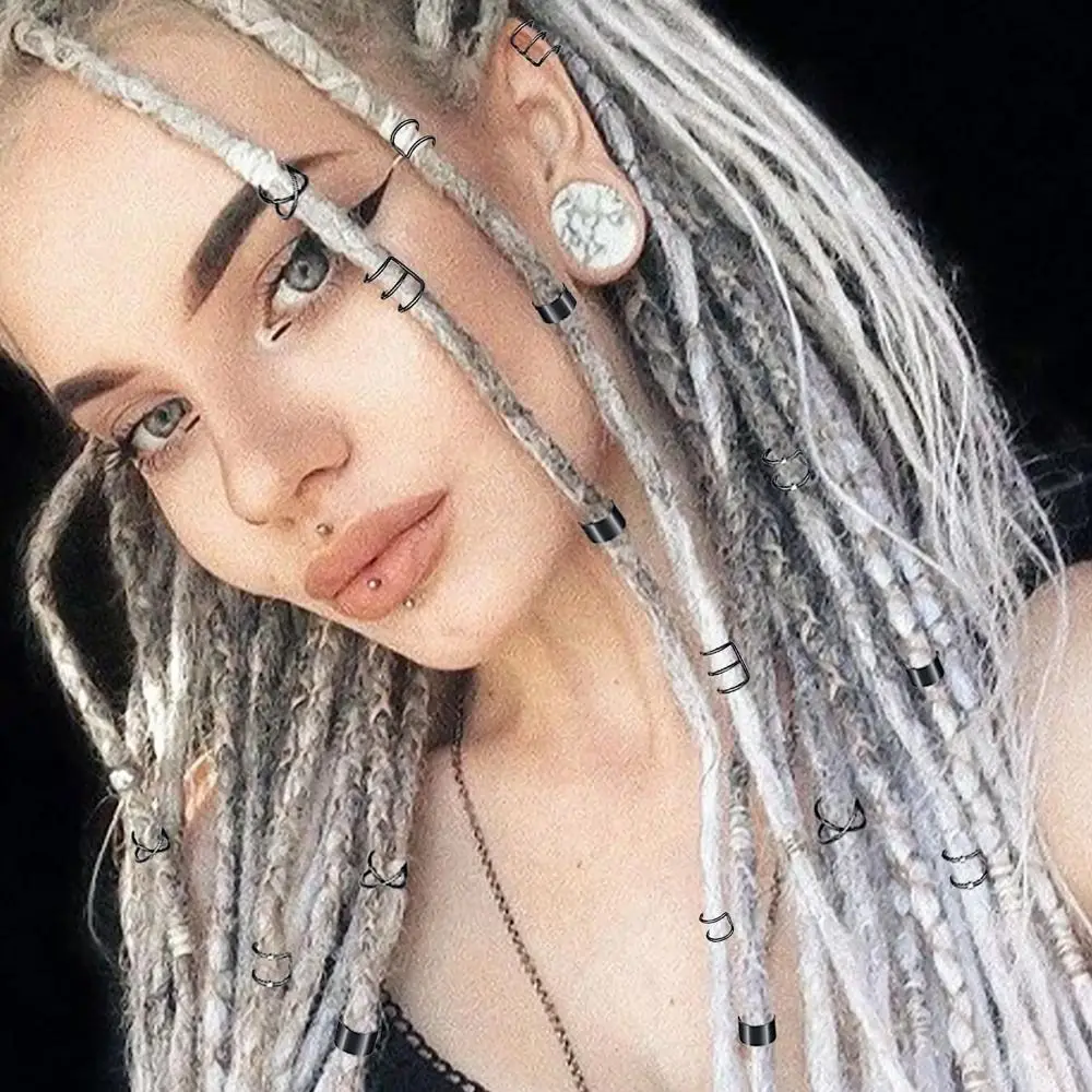 

Alloy Hair Jewelry Braid Accessories Dreadlock Accessories Alloy Braid Clips Silver Color Braid Jewelry Tools