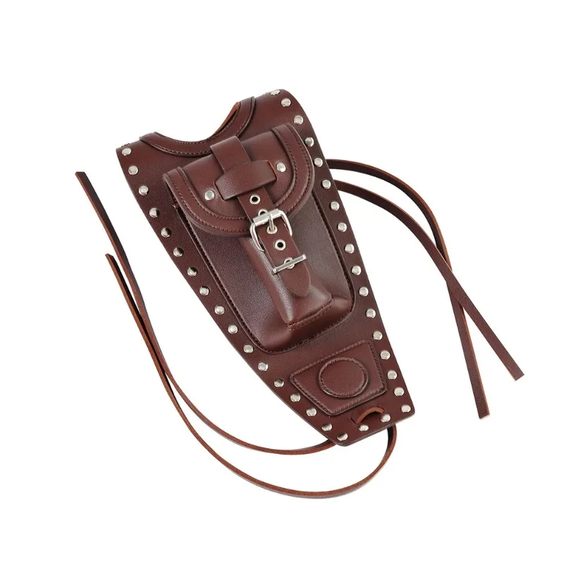 PU Leather Brown/Black Motorcycle Fuel Tank Cover Panel Pad Bib Bag Pouch with Rivet for Harley Sportster 883 XL1200