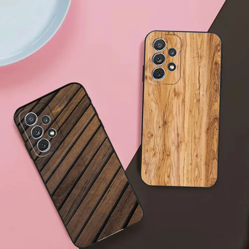 Carved Wood Phone Case For Samsung Galaxy A13,A21s,A22,A31,A32,A52,A53,A71,A80,A91 Soft Black Phone Cover