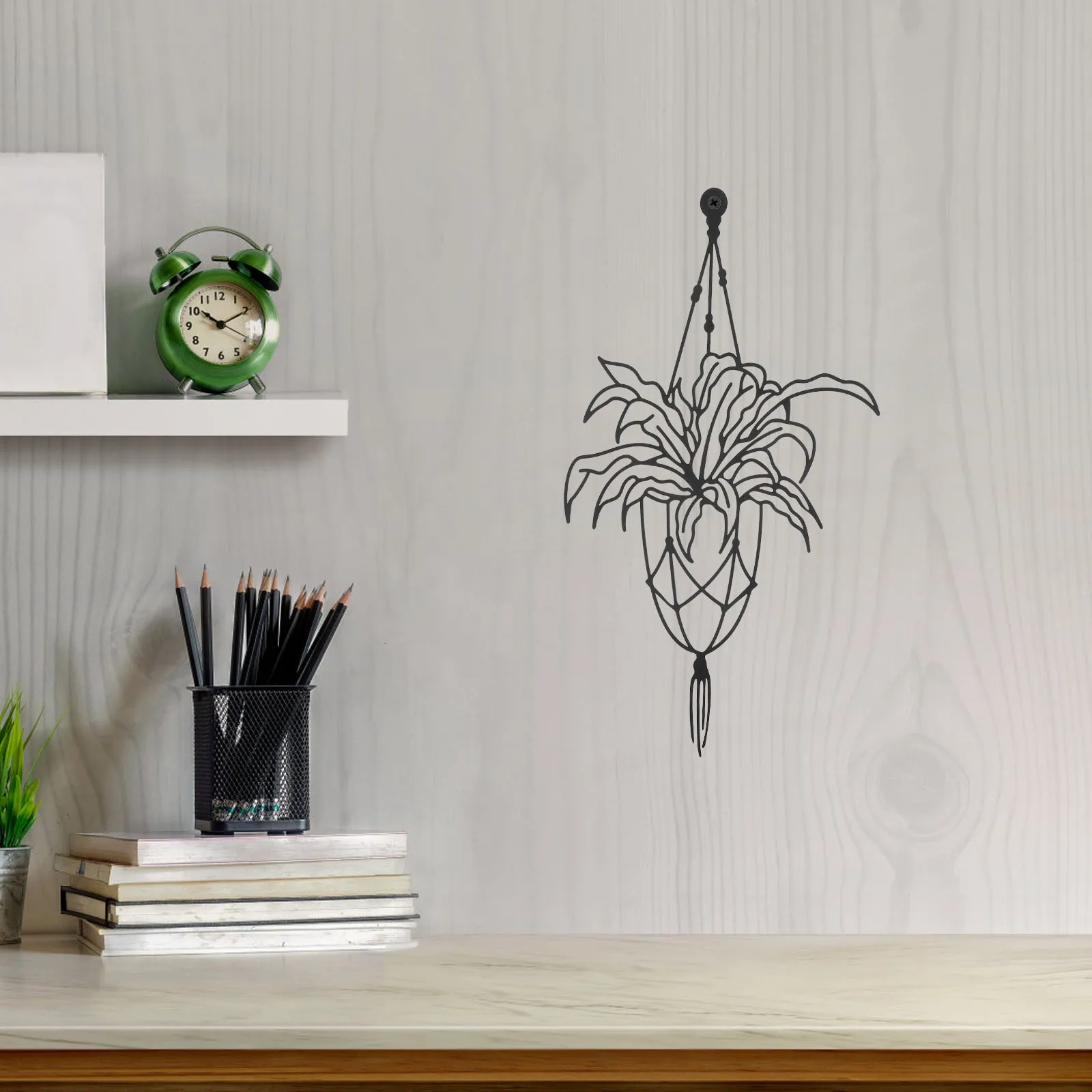 

Modern Metal Wall Flower Art Hanging Basket Silhouette Decor for Patio Balcony Garden Indoor Outdoor Spaces Creative Design