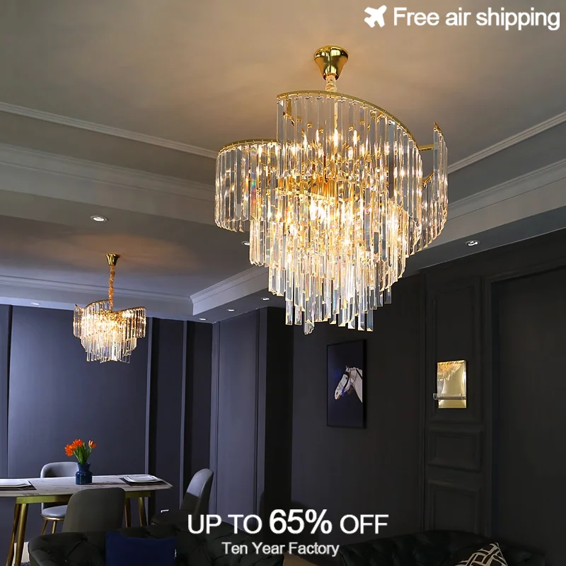 European Style Modern LED Spiral Gold Glass Chandelier Light Ceiling for Dining Room Decorative