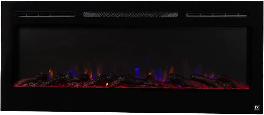 Flame Options-1500W Heater w/Thermostat-Black-Log & Crystal Hearth Options -Alexa/WiFi Enabled