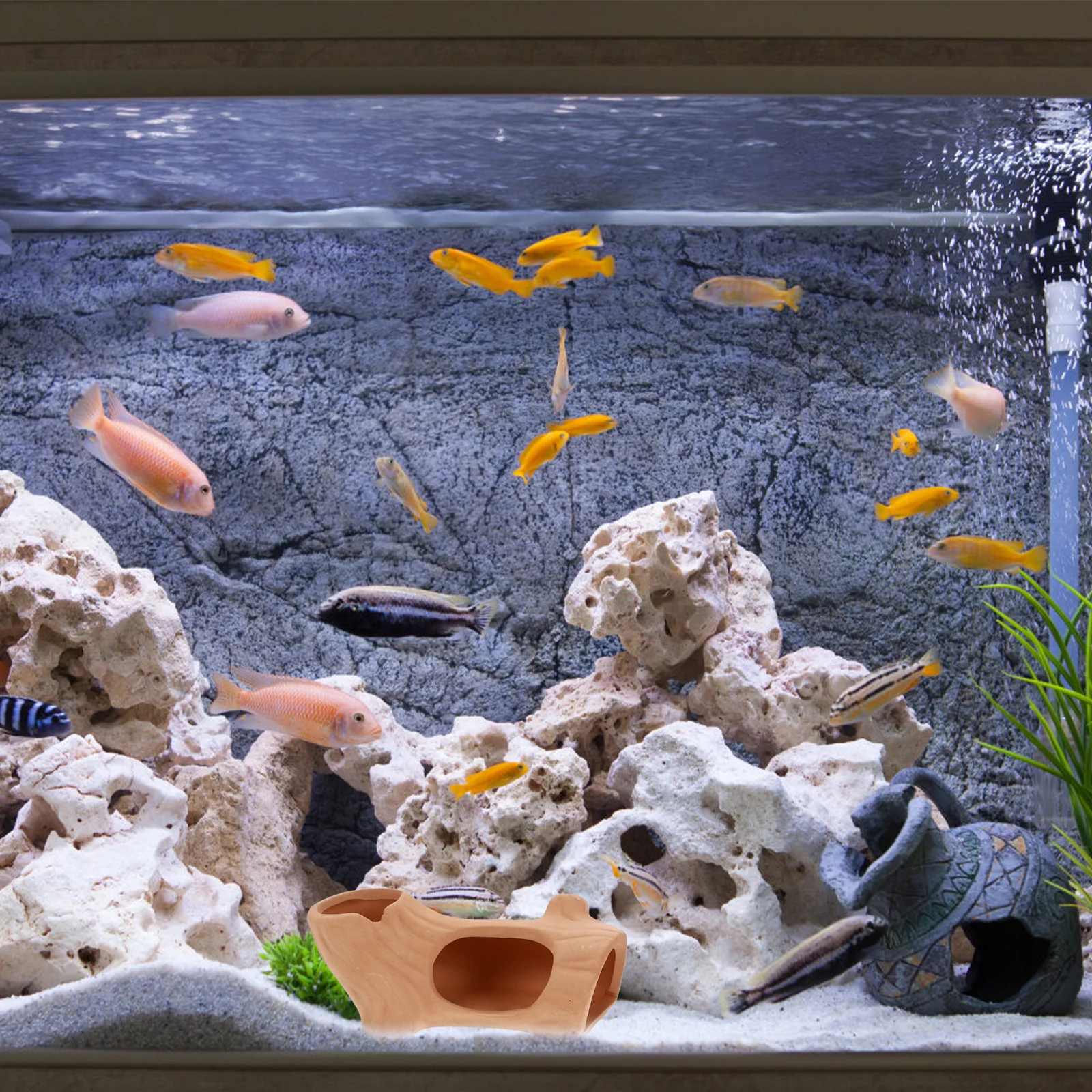 

2Pcs Ceramic Aquarium Cave Fish Tank Adornments Vivid Landscape Decor High Quality Material Sturdy Long Lasting