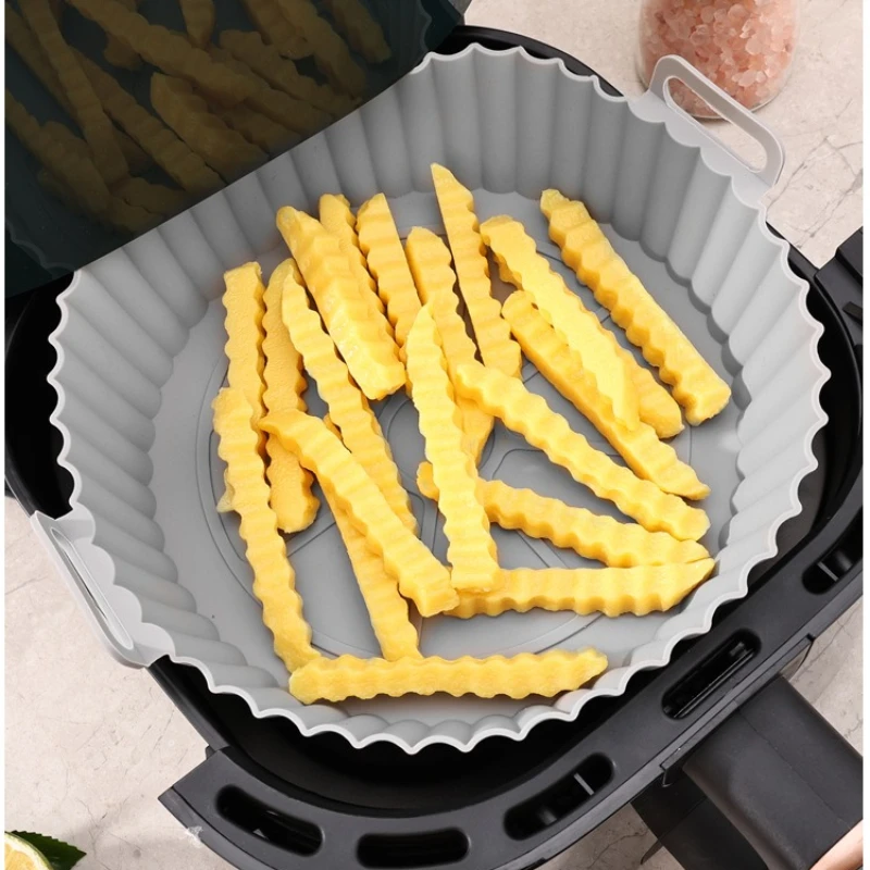 Reusable Air Fryer Liner, Divided Air Fryer Baking Pan, Food Grade Silicone Baking Mat High Temperature Resistant Cake Mold