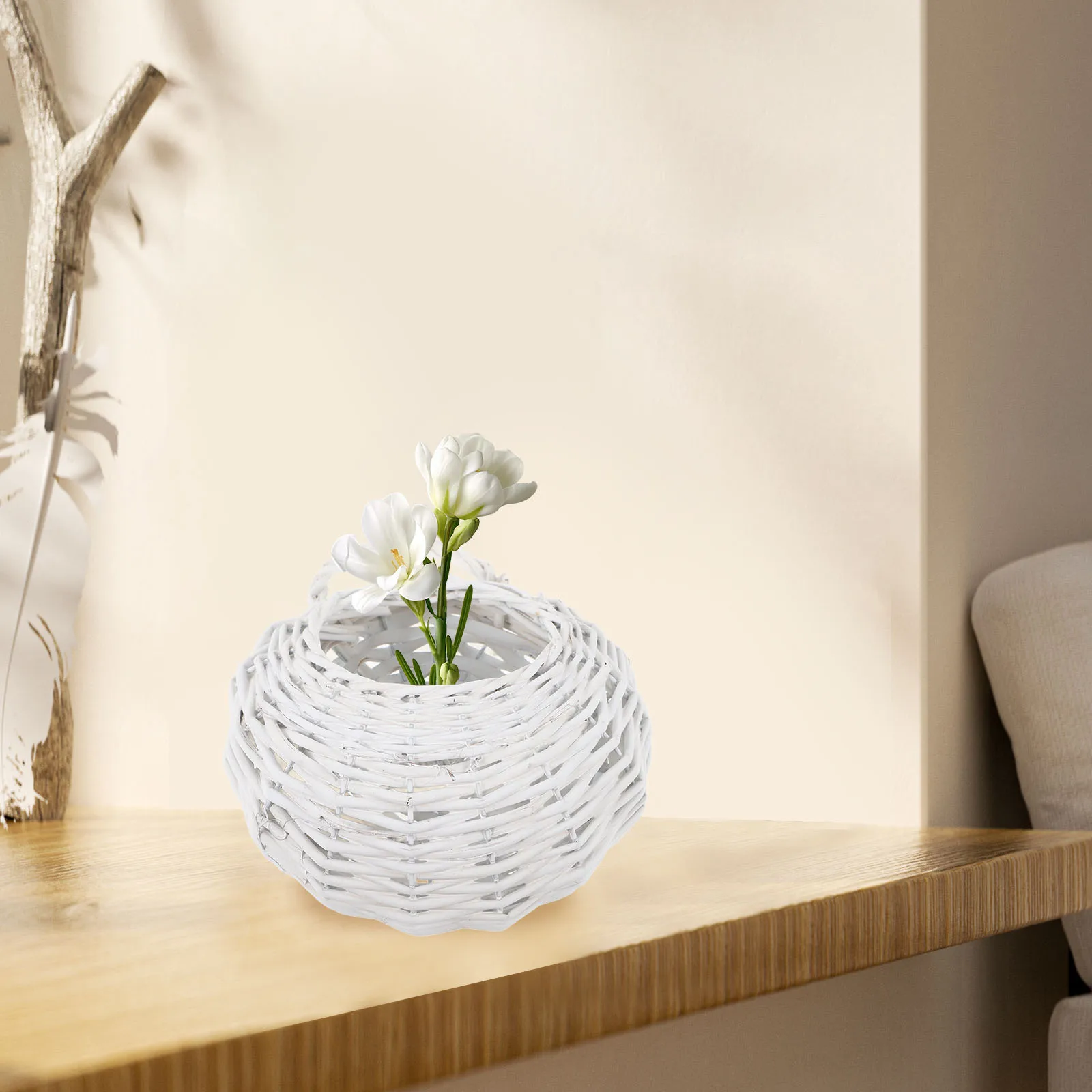 

Wicker Woven For Decor Storage Kitchen Sundries Organizer Indoor Plants Decorative Flower Planter Soft Durable Home Basket Wall