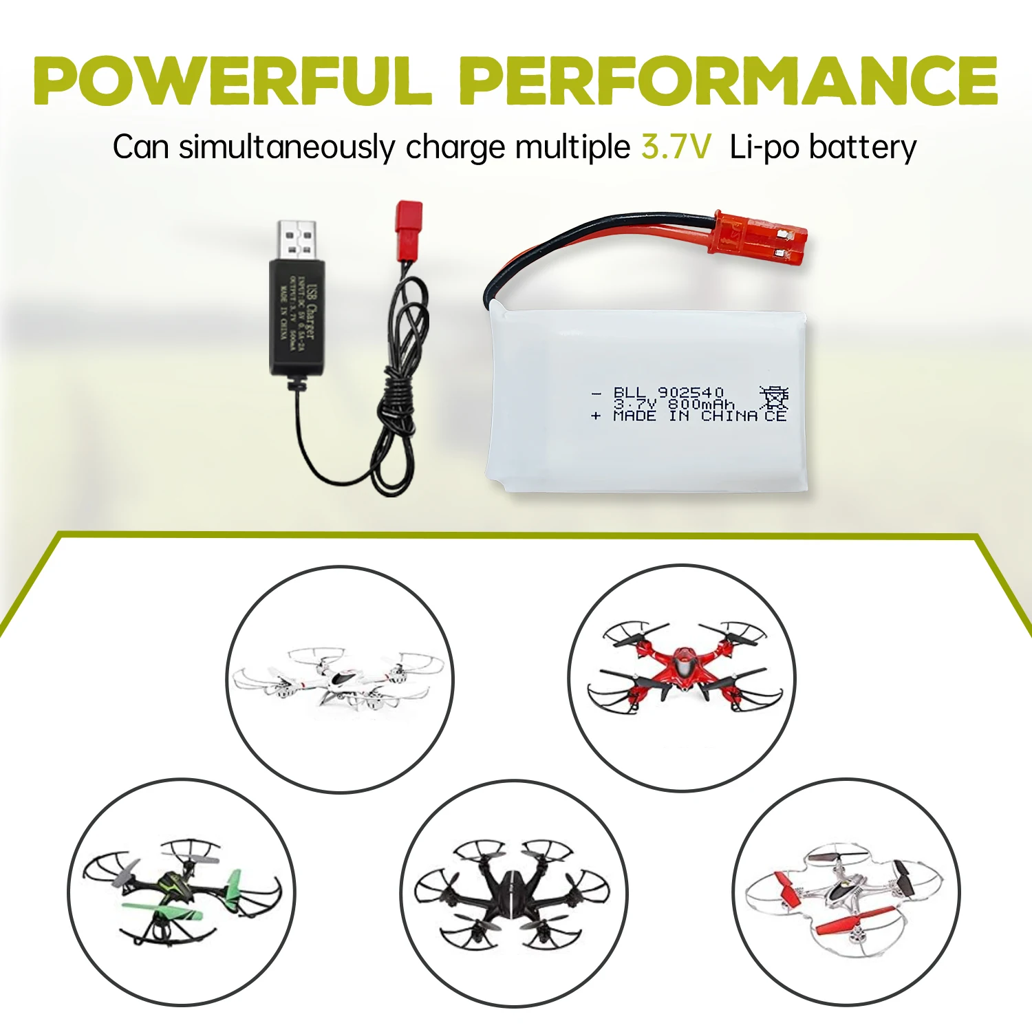 2PCS 3.7V 800mAh Lipo Battery With USB Charger For SYMA X56W MJX X400W X300C X800 HS110 HS200 S670 V950hd S1750 V2450 RC Drone