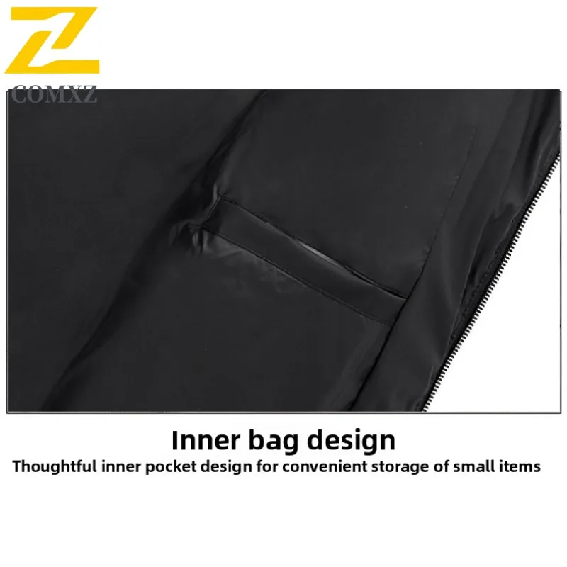 COMXZ Men Down Jacket Classic Hooded Outdoor Mountaineering Thickened Warm Parka Solid Color Travel Lightweight Winter Down Coat