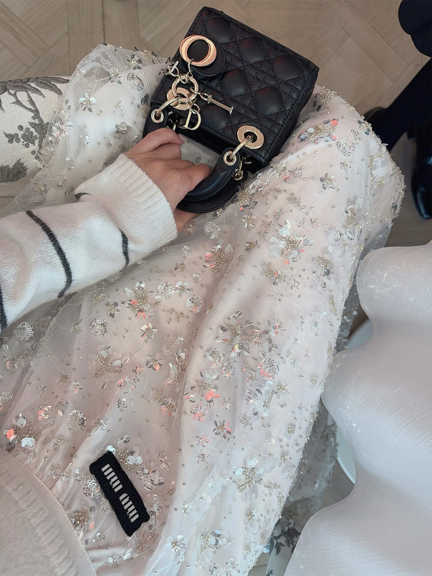 

Ele iny Sequin Embroidery Me f Skirt Women's Spring 2026 New Sle Slimming A-Line Fairy Skirt High Waist Polyeste...