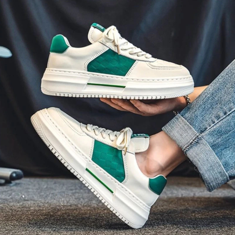 

2025 New Men's Elevator Shoes Thick Sole Winter New White Sneakers Fashion Hidden Insole Footwear