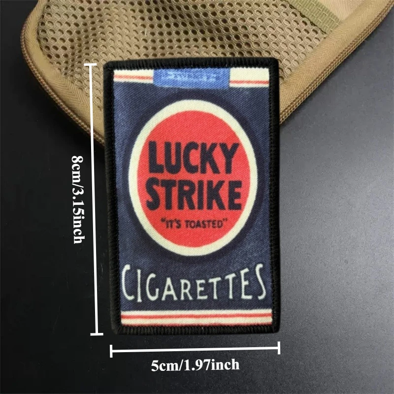 Lucky Strike Patch on Clothes Morale Badge Printed Armband Hook Loop Cigarettes Tactical Military Patches Backpack Sticker